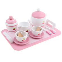 Juego de accesorios de cocina rosa para niños, juguete de simulación para niños (incluye bandeja, tetera, carrito de té, tazas, platos, cucharas, bolsitas de té) 2024 - compra barato