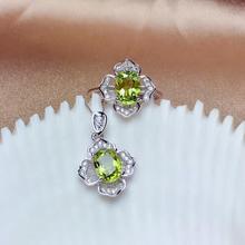 charming green Peridot gemstone ring and necklace 925 sterling silver fine jewelry set natural gem Aug birthstone party gift 2024 - buy cheap