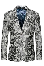 2019 New Arrival Silver Floral Blazer Slim Masculino Luxury Jacket Men Stylish Blazer Prom Club Flower Asian Jacket BLazer 2024 - buy cheap