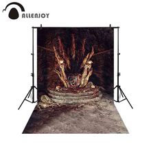 Allenjoy backdrop for photographic studio spooky throne skull dead body skeleton underground cave background Halloween photocall 2024 - buy cheap