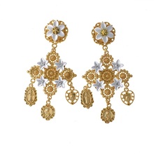 Baroque Vintage White Rhinestone Crystals Big Cross Earring for Women Fashion Jewelry Retro Dangle Drop Earrings Big Earrings 2024 - buy cheap