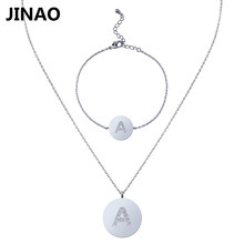 JINAO Silver Rose Gold Round Coin Initial Letter A-Z Necklace Zircon Name Pendant For Women Brand Monaco Jewelry Gifts 2024 - buy cheap
