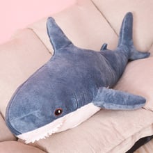 Tiburón de peluche de 60cm con relleno de animales, juguetes de felpa de tiburón almohada muñeca, muñeco de simulación para niños, regalo de cumpleaños 2024 - compra barato