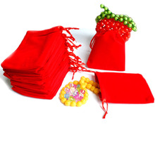 Venda quente 50 pcs 10x12 cm Red Velvet Drawstring Bag Bolsa Bag/Jóias, Natal/Casamento Saco do presente PS-PDA01-02RD 2024 - compre barato