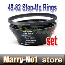 8pcs 49-52-55-58-62-67-72-77-82 mm Metal Step Up Rings Lens Adapter set  Free shipping +Tracking Number 2024 - buy cheap