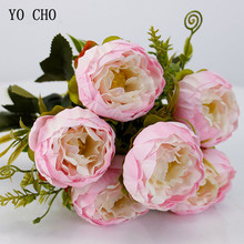 YO CHO Artificial Flowers Roses Peonies Fake Flowers Pink Silk White Peony Bouquet Wedding Party Decorations Artificial Flowers 2024 - buy cheap