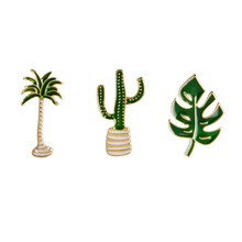 Greenery Viridiplantae Cactus Palma planta con hojas árbol solapa Natural Pin esmalte broche Collar Pins Cactus regalo joyería 2024 - compra barato
