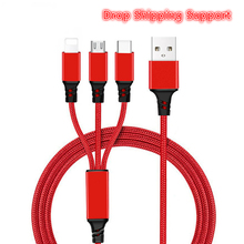 Aertemisi 3in1 Charger Cable For iPhone 5 SE 6 7 8 Plus X XR XS Max Micro USB Type C For Huawei Android 3in1 1.2m Long Wire Cord 2024 - buy cheap