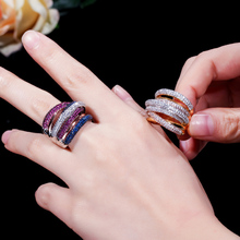 ThreeGraces-anillos de lujo para mujer, Color oro rosa, piedra de circonia cúbica, ajuste Irregular, ronda de cóctel, fiesta, RG014 2024 - compra barato
