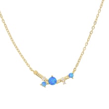 Simple stone design blue fire opal Gold color simple minimal women classic trendy collar necklace 2024 - buy cheap