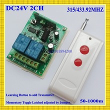 24V DC 2CH Relay Receiver Transmitter Long Range Remote Control Switch Power Remote ON OFF NO COM NC  315/433 Learning Code RX 2024 - buy cheap