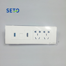 SeTo 118 Type Double Five Hole Power Socket + HDMI + RJ45 Cat5e Network Ethernet + 3.0 USB Outlet Wall Plate Keystone Faceplate 2024 - buy cheap
