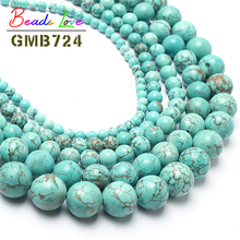 Natural Turquoises Stone Round Loose Beads For Jewelry Making 4 6 8 10 12mm Spacer Beads Diy Bracelet Necklace Wholesale Perles 2024 - buy cheap