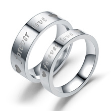Одна пара Романтическая любовь навсегда кольца с буквами для Для женщин элегантные богемные Обручение Нержавеющая сталь кольца обручальные кольца для Для женщин 2024 - купить недорого