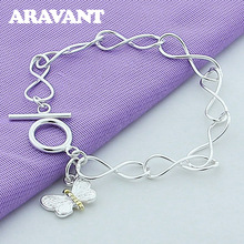 925 Silver Butterfly Charm Bracelets For Women Silver Jewelry 2024 - buy cheap