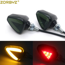 Zorbyz seta led para motocicleta, universal, preto, lâmpada âmbar, seta traseira, luzes de freio, indicadores para honda suzuki yamaha 2024 - compre barato
