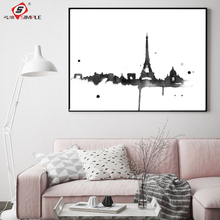 Torre de imagen de París Simple e impresiones, efecto acuarela, pintura en blanco y negro, carteles para habitaciones, decoración del hogar, sin marco 2024 - compra barato