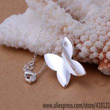 P311_2 Fine Silver Plated Wholesale Necklace Jewelry,Hot Sale Factory Price Free Shipping Fashion Pendant Solitaire Butterfly 2024 - buy cheap