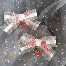 Lolita hairpin cute bow girl double ponytail clip cherry hair accessories Lolita headdress 2024 - buy cheap