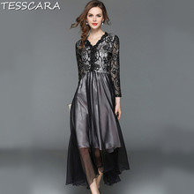 TESSCARA Women Summer Elegant Lace Dress Festa Female Fashion Mesh Designer Party Vestidos Vintage Office Lady Retro Robe Femme 2024 - buy cheap