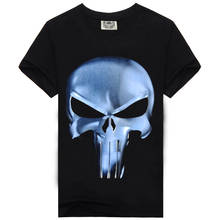 Rocksir 2016 брендовая Новая мужская повседневная футболка с синим черепом черная футболка мужская рубашка крутые футболки с коротким рукавом для мужчин рок одежда 2024 - купить недорого