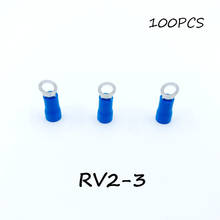 Ring Insulated Connector Terminal Block 100PCS RV2-3 Blue Cable Wire Electrical Crimp Terminator A.W.G 16-14 Cap 2024 - buy cheap
