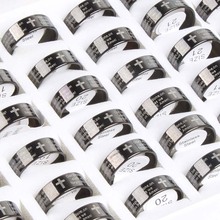 30Pcs English Bible Jesus Cross Christian Prayer Stainless Steel colorful Wholesale Rings Woman/Man Wedding Xmas Gift 2024 - buy cheap