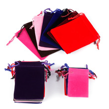 Lote de 10 bolsas de terciopelo coloridas para embalaje de joyas, 5x7cm/7x9cm/9x1 2cm/10x15cm, embalaje de bolsas de regalo con cordón 2024 - compra barato