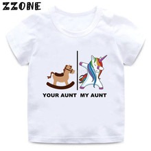 Boys/Girls Your Aunt Horse My Aunt Unicorn Cartoon Print T shirt Kids Summer Clothes Children Dabbing Funny Baby T-shirt,HKP5261 2024 - buy cheap