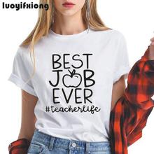 Женская футболка с буквенным принтом лучшая работа, новинка 2021, летняя футболка в стиле Харадзюку, повседневная женская футболка, топы 2024 - купить недорого