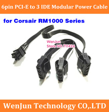 Высококачественный 18AWG черный PCI-E 6-контактный штекер к 3 IDE / 4 IDE Molex 4-контактный Модульный адаптер питания для серии Corsair RM1000 2022 - купить недорого