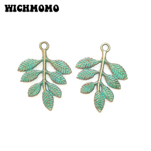 New 37*28mm 8pcs Retro Patina Plated Zinc Alloy Green Pendants Charms for DIY Necklace Jewelry Accessories Gifts 2024 - buy cheap