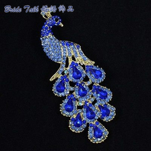 Cute Blue Animal Brooches Peafowl Peacock Brooch Pin Rhinestone Crystals  Women 4781 2024 - buy cheap