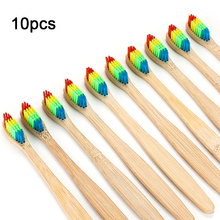 10pcs Rainbow Bamboo Toothbrush Set Soft Bristle Charcoal Teeth Whitening Bamboo Toothbrushes Soft  Dental Oral Care 2024 - buy cheap