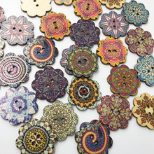 50pcs 24mm Wooden Flowers Shape Buttons Sewing Clothings Handmade DIY Crafts Scrapbooking WB612 2024 - buy cheap