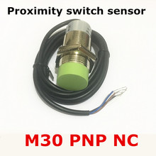Preço de fábrica tipo de cilindro não-flush M30 DC 6-36 V 3 fios sensor de proximidade indutivo sensor de PNP NC/normalmente Fechado distância 15mm 2024 - compre barato