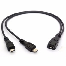 100 шт. x Micro USB Женский к 2 Micro USB сплиттер папа-папа Y зарядный кабель 30 см 2024 - купить недорого