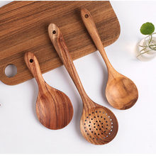 Cuchara de cocina de madera paleta de arroz de mango largo mezcla de cocina de madera cucharas colador cuchara utensilios de madera utensilios de cocina 2024 - compra barato