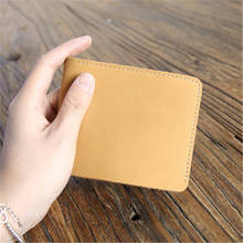 ALAVCHNV original handmade retro slim simple first layer of leather wallet 20 percent short men and women wallet 1111 2024 - buy cheap