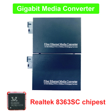Бесплатная доставка RTL8363SC 1 пара гигабитный волоконно-оптический медиаконвертер 10/100/1000 Мбит/с одномодовый одиночный волоконный SC порт 20 км чипсет 2024 - купить недорого