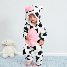 Одежда для новорожденных, комбинезоны для мальчиков и девочек с рисунками животных, комбинезон из коровьей кожи, фланелевый костюм с капюшоном для детей ясельного возраста 2024 - купить недорого