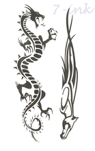 Tatuaje temporal a prueba de agua, tótem de dragón myth negro, transferencia de agua, tatuaje falso de 10,5x6 cm para hombre, mujer y niños 2024 - compra barato