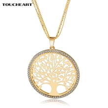 Collar largo de cristal de TOUCHEART para mujer, collares con colgante de árbol redondo de color dorado, joyería de boda personalizada Sne160124 2024 - compra barato