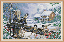 Bird on the fence cross stitch kit aida 14ct 11ct count print canvas cross stitches   needlework embroidery DIY handmade 2024 - buy cheap