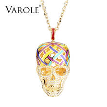 VAROLE Collares Necklace Women Enamel 3D Colorful Skeleton Necklaces & Pendants Vintage Choker Statement Necklace Collier 2024 - buy cheap