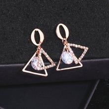 2019 New Elegant Triangle Crystal Earring Rose Gold Color Luxury AAA Cubic Zirconia Stone Earring For Women Female Jewelry WX202 2024 - buy cheap