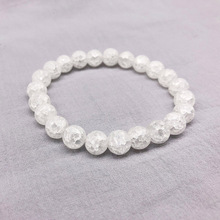 Natural matte White snowflake Cracked Crystal Round Beads bracelets bangles For Women Men Yoga bracelet femme homme 6mm 8mm 12mm 2024 - buy cheap