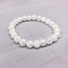 Pulseira de contas de cristal craquelada, pulseira branca fosca e natural para homens e mulheres, bracelete para ioga 2024 - compre barato