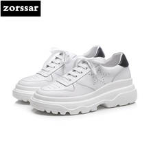 {Zorssar} 2018 high quality Genuine cow Leather Women shoes flats Casual Shoes Comfortable Flat platform Female sneakers shoes 2024 - buy cheap