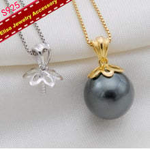 Simple flor colgante ajustes S925 de perlas de plata de ley colgante de componentes de plata y oro Color 6 unids/lote 2024 - compra barato